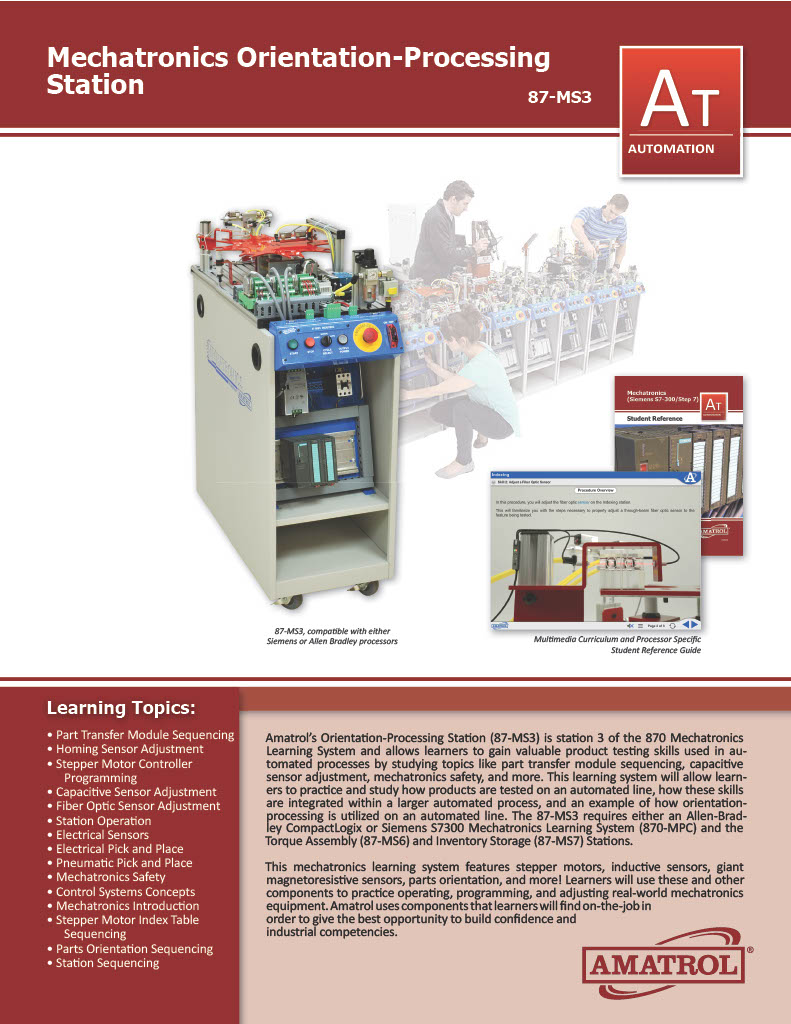 Amatrol Mechatronics Orientation Station 87-MS3