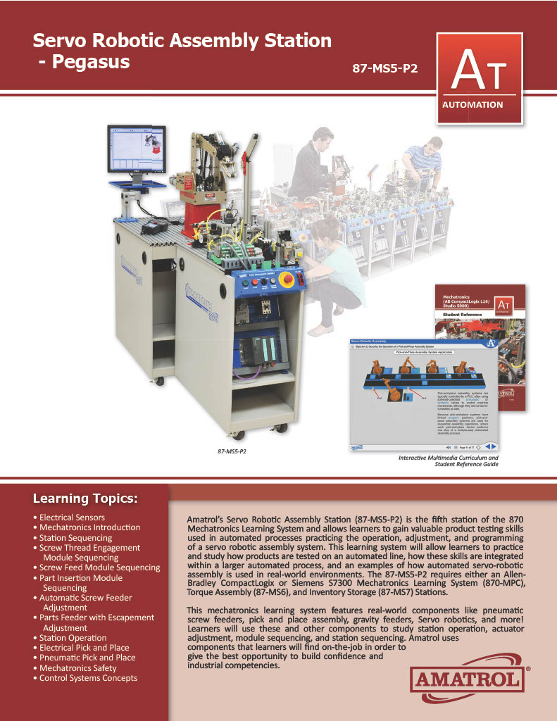 Amatrol Servo Robotic Assembly Station 87-MS5-P2