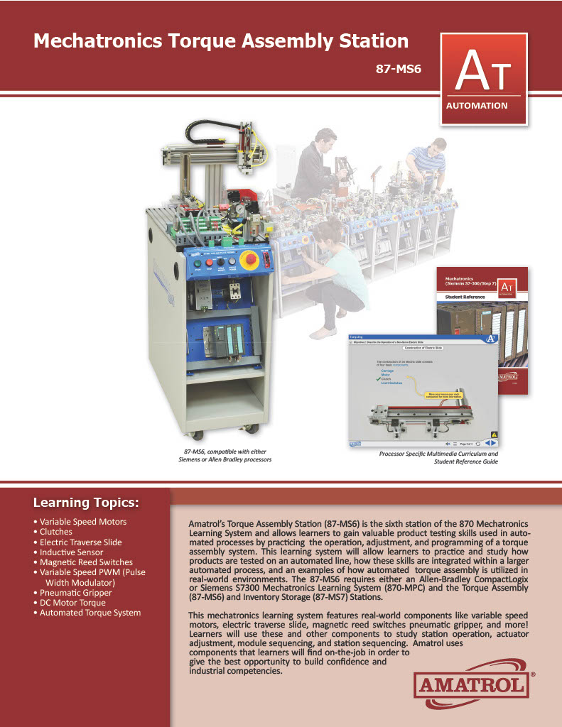 Amatrol Mechatronics Torque Assembly Station 87-MS6