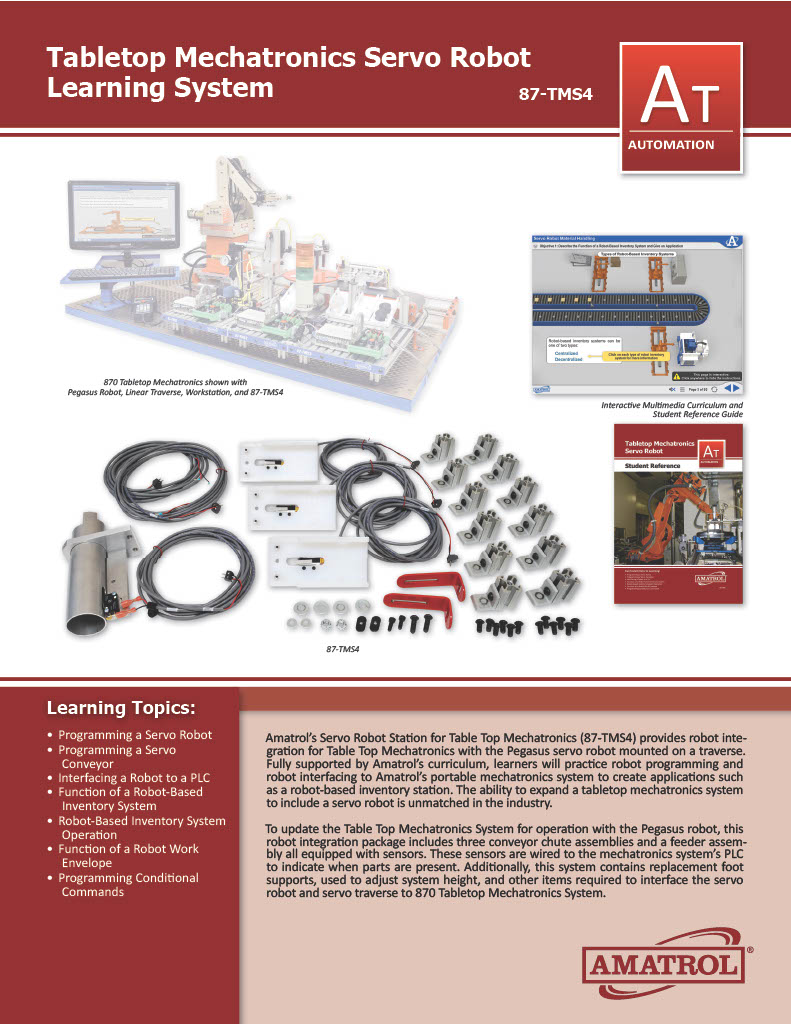 Amatrol Tabletop Mechatronics Servo Robot 87-TMS4