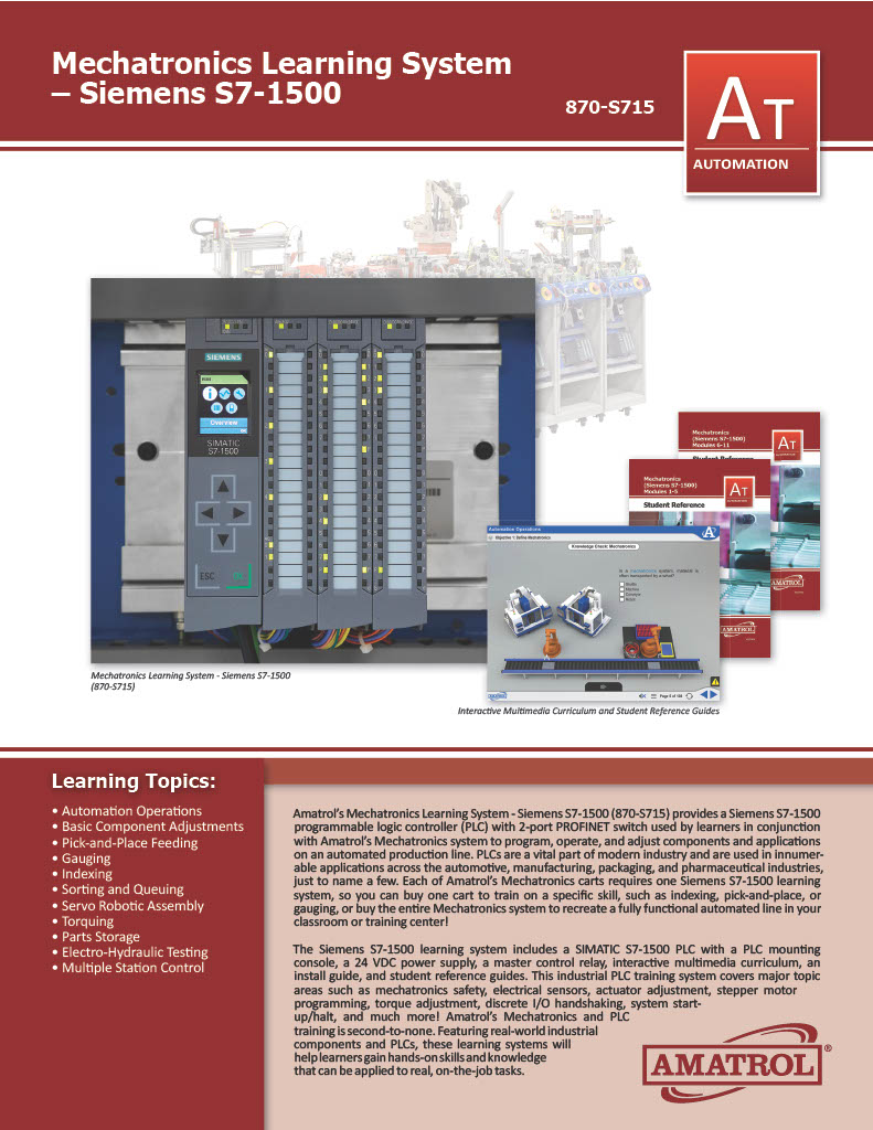 Amatrol Siemens Mechatronics Training 870-S715