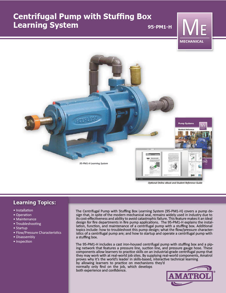 Amatrol Centrifugal Pump with Stuffing Box Trainer 95-PM1-H