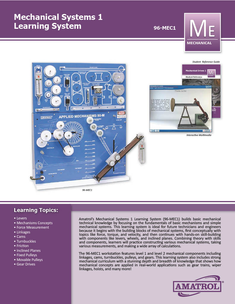 Amatrol Basic Mechanical Systems Trainer 96-MEC1